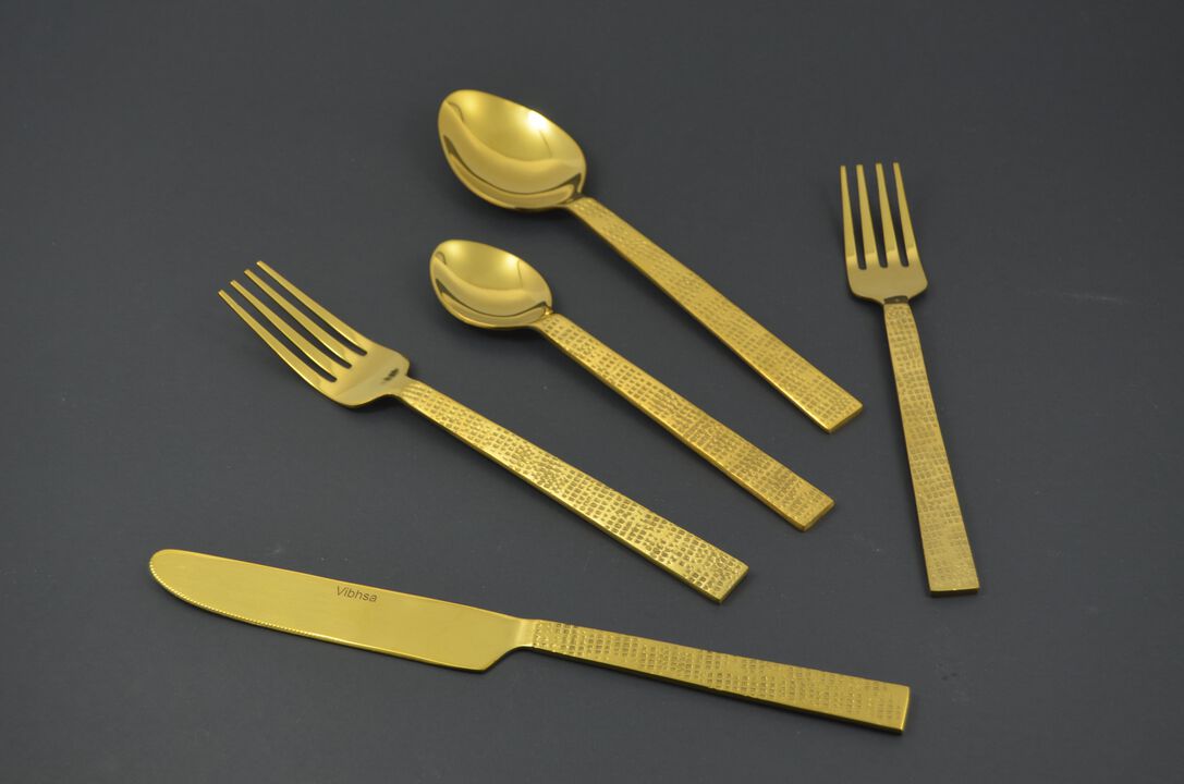 Rustic Golden Stainless Steel Flatware Set of 20 PC