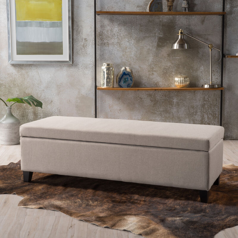 Plush Ottoman with Hidden Storage and Durable Birch Legs