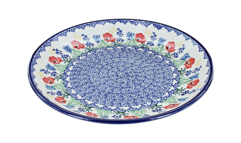 Blue Rose Polish Pottery Blush Bouquet Dessert Plate