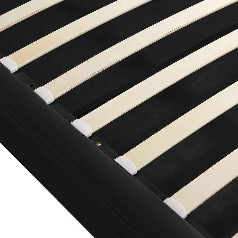 Merax Upholstered Faux Leather Platform Bed Storage Bed