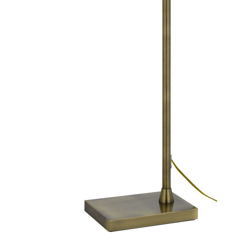 Kime 44-58 Inch Floor Lamp, Adjustable Height, LED, Antique Brass Finish - Benzara