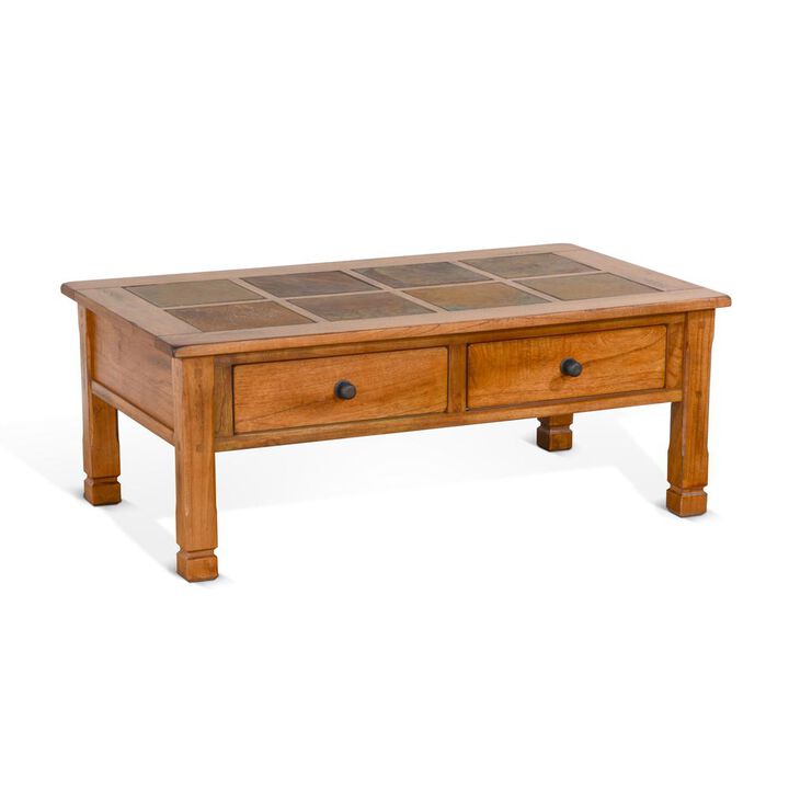 Sunny Designs Sedona 49 Transitional Wood Coffee Table in Rustic Oak