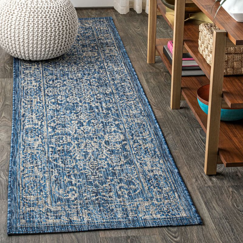 Tela Bohemian Textured Weave Floral Indoor/Outdoor Area Rug