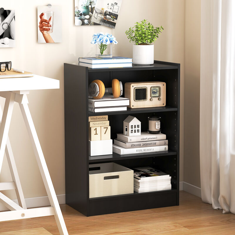 3-Tier Bookcase Open Display Rack Cabinet with Adjustable Shelves