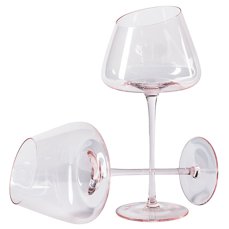 VENTRAY Home French Style Pink Crystal Wine Glasses..
