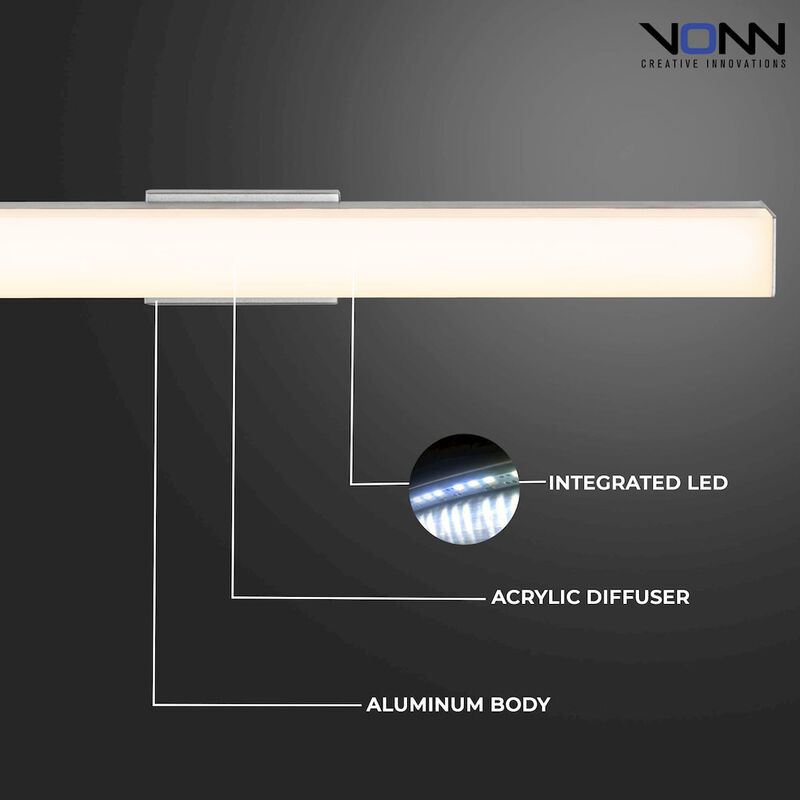 VONN Lighting Integrated AC LED ADA Compliant Bathroom Wall Lighting Fixture in Silver