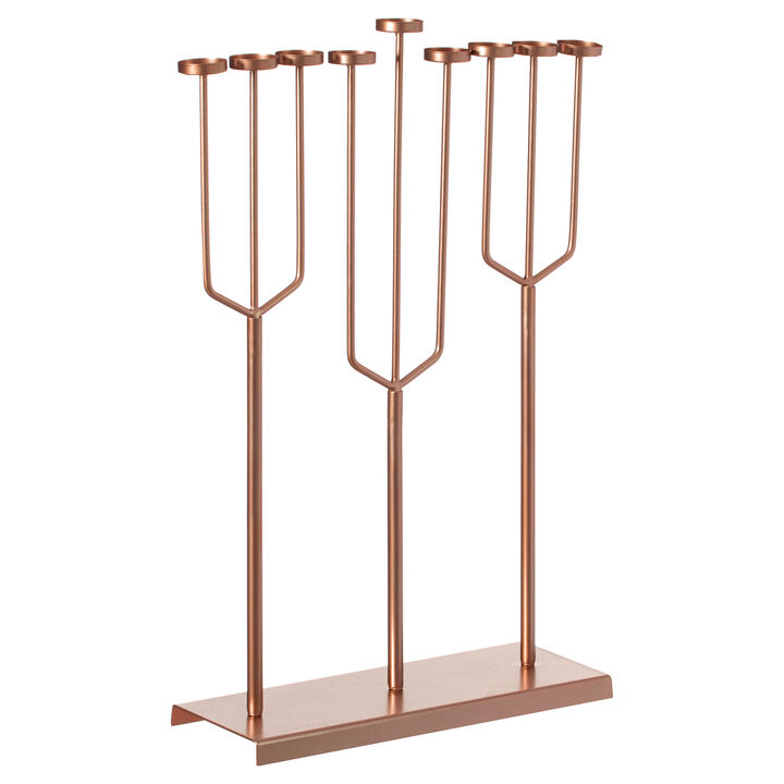 Modern Design Small Hanukkah Menorah Exceptional presentational piece, 9 Branch Tea Light Candle Holders, Gold