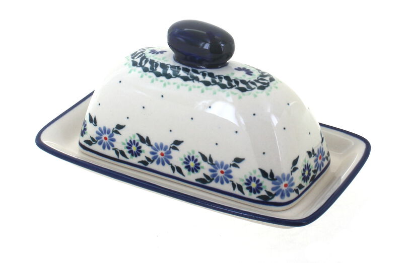 Blue Rose Polish Pottery Petite Bouquet Butter Dish