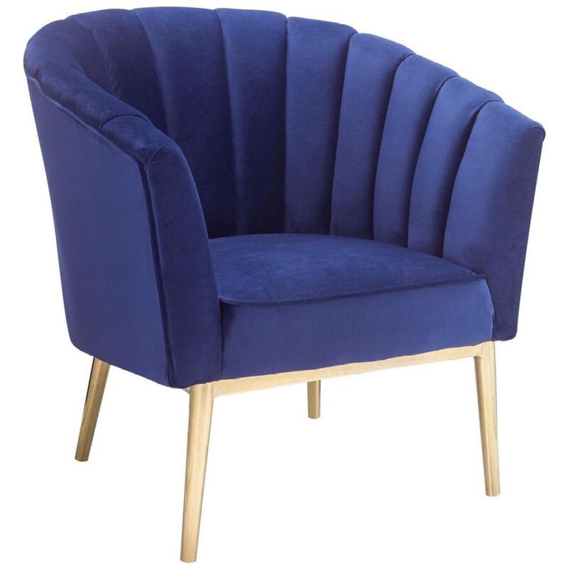 Colla Accent Chair in Midnight Blue Velvet & Gold