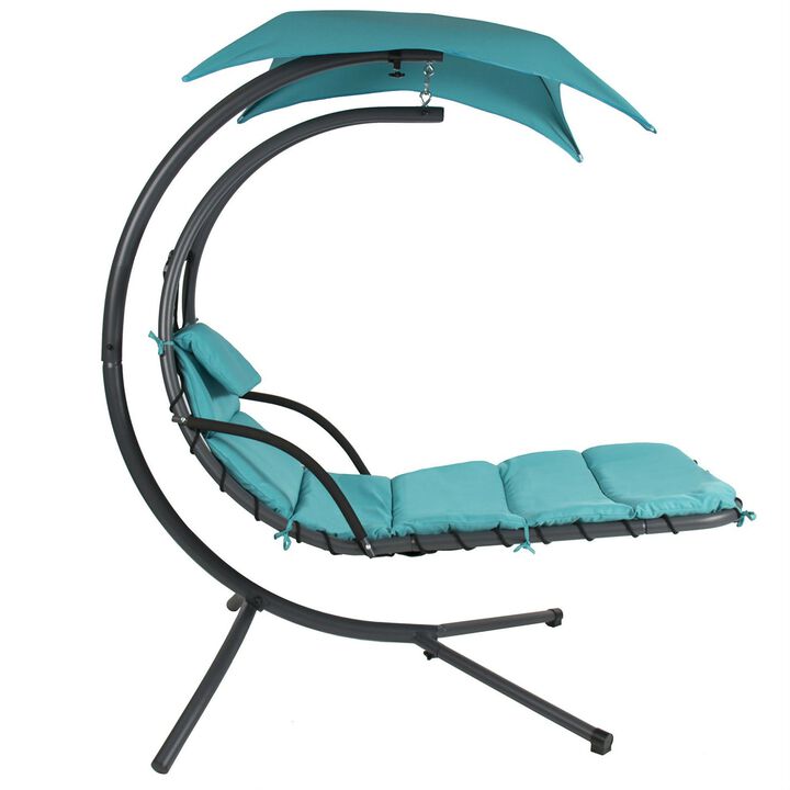 Hivvago Teal Single Person Sturdy Modern Chaise Lounger Hammock Chair Porch Swing