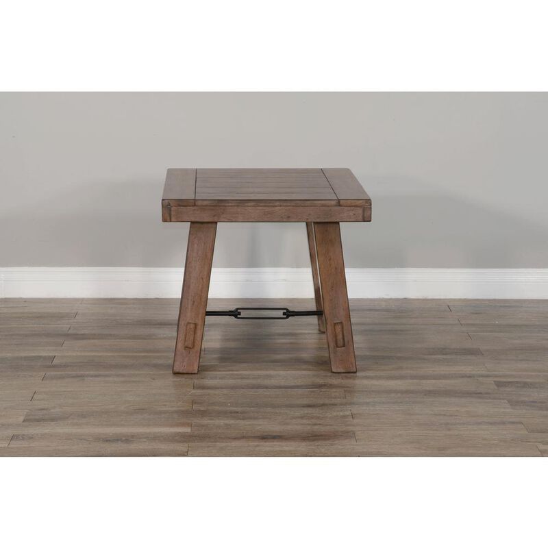 Sunny Designs Doe Valley 25 Mahogany Wood End Table in Taupe Brown