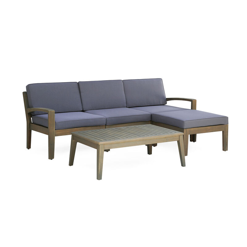 Merax Outdoor Patio 3 Seater Sofa with Table Set