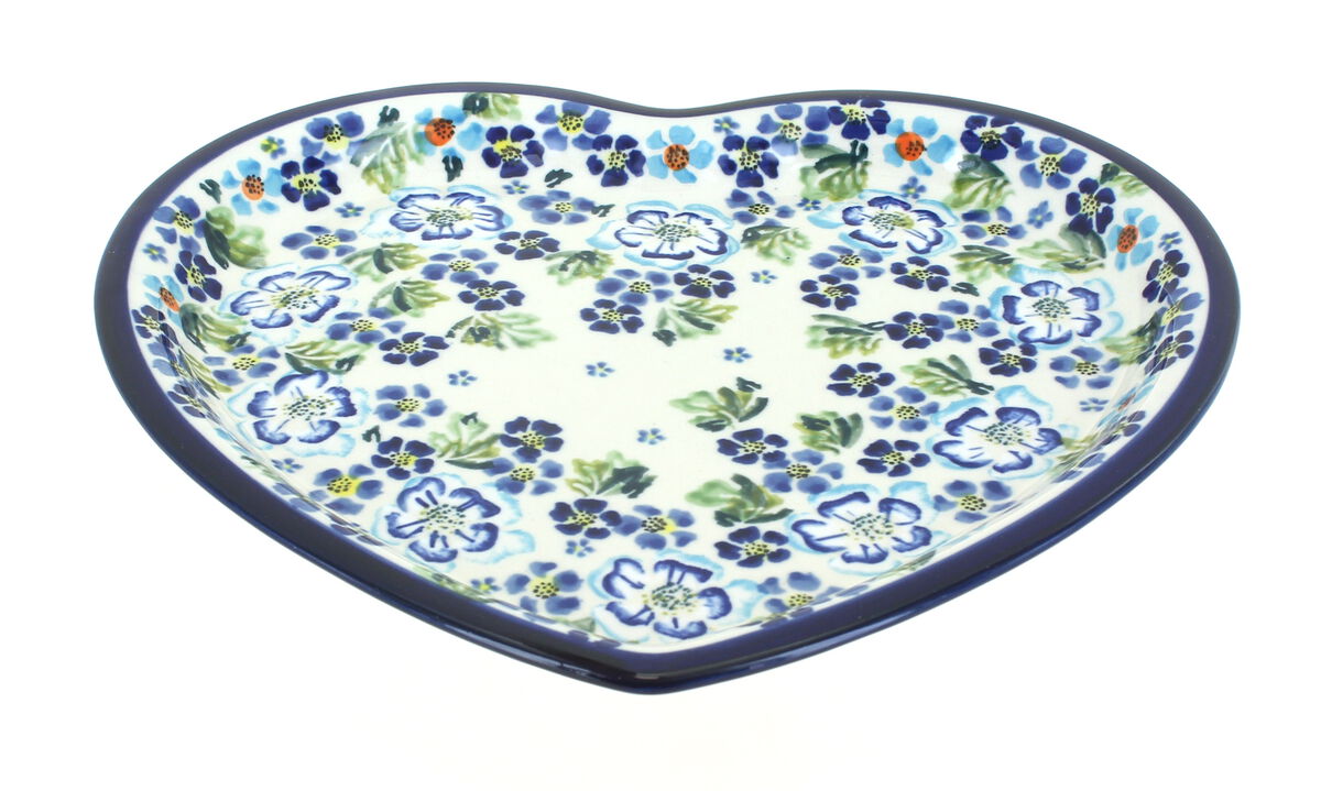 Blue Rose Polish Pottery Vintage Violet Heart Plate