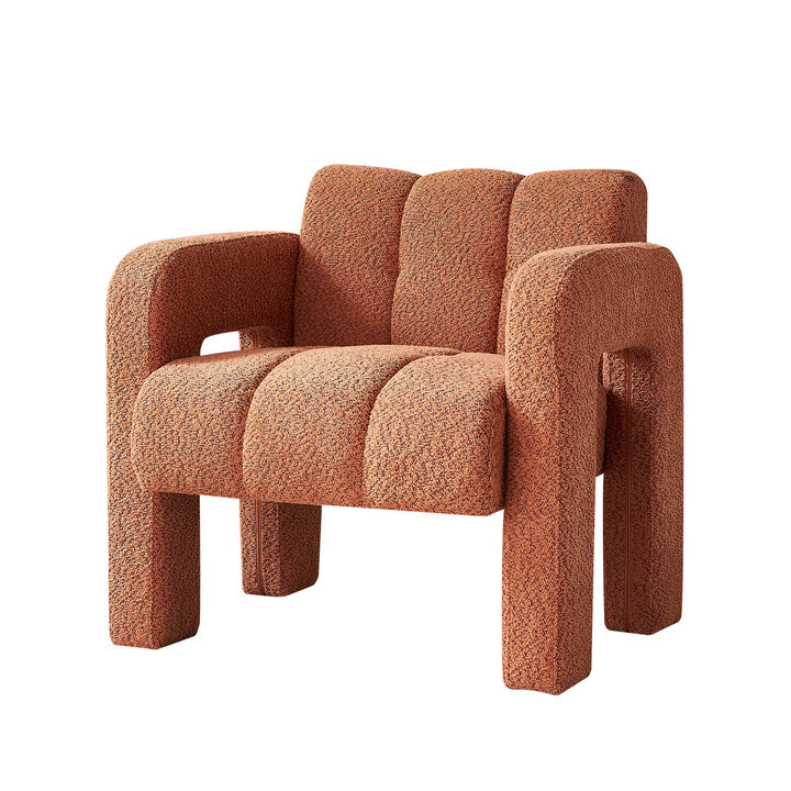 TATEUS Orange Boucle Upholstered Accent Chair