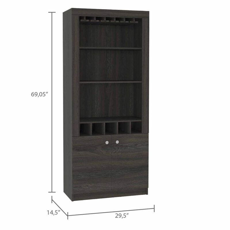 Plympton 3-Shelf Rectangle 5-Bottle Bar Cabinet Carbon Espresso