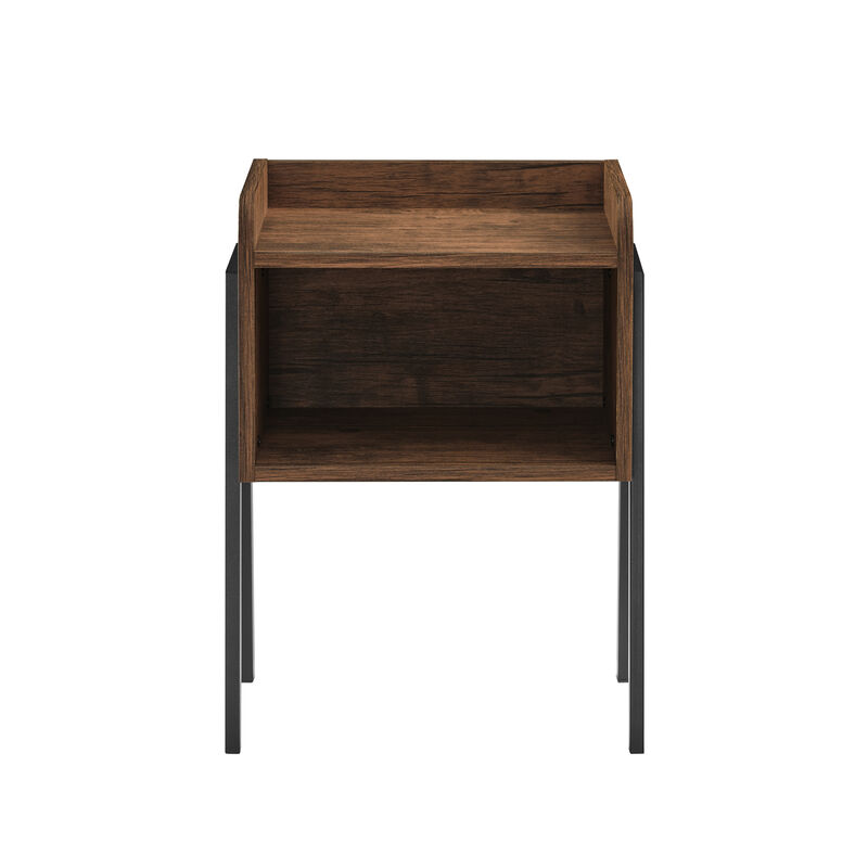 Kazuyo Mid-Century Modern Black Metal Two-Tier End Side Table