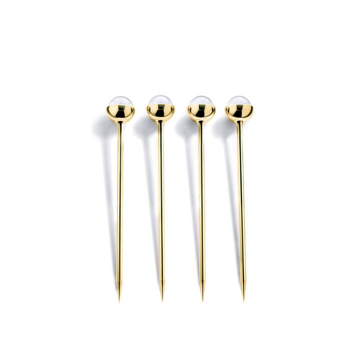 Hospitality Cocktail Picks, Crystal & Gold, Set of 4