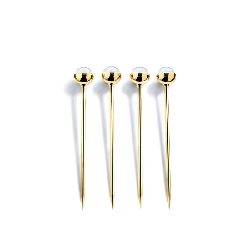 Hospitality Cocktail Picks, Crystal & Gold, Set of 4