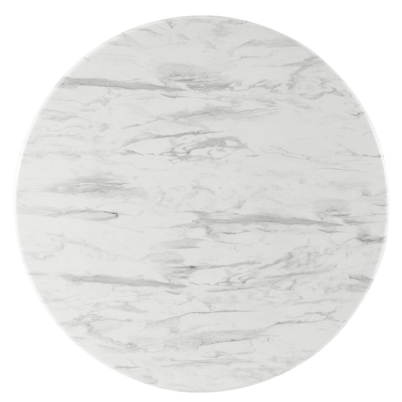 Modway - Traverse 50" Round Performance Artificial Marble Dining Table Black White