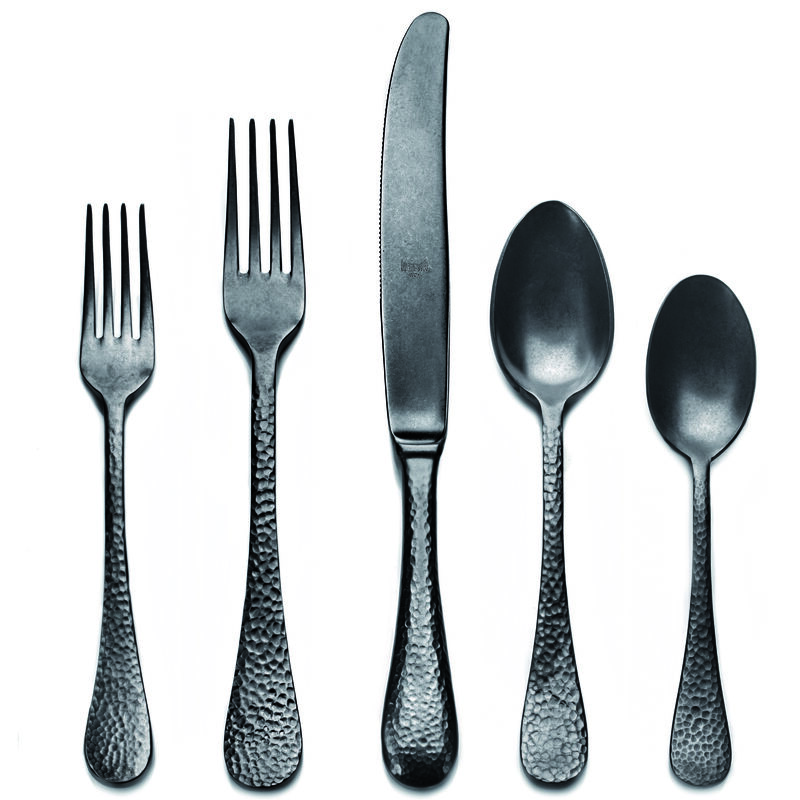 Epoque Pewter 5-Piece Flatware Set in Black Gold