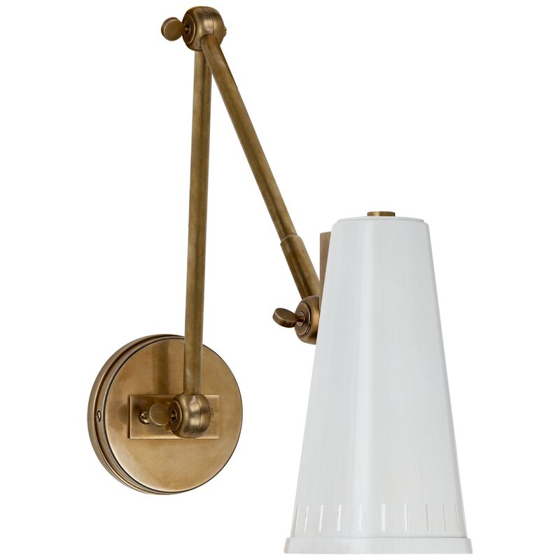 Antonio Adjustable Two Arm Wall Lamp in Hand-Rubbed Antique Brass