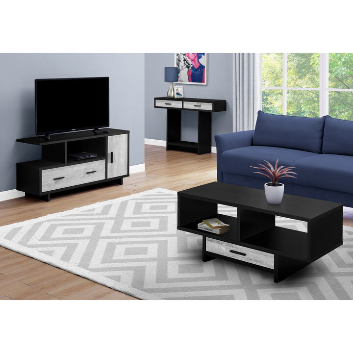 Monarch Specialties I 2804 Tv Stand, 48 Inch, Console, Media Entertainment Center, Storage Cabinet, Drawers, Living Room, Bedroom, Laminate, Black, Grey, Contemporary, Modern