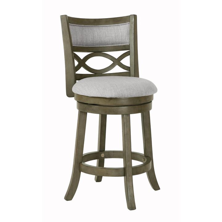 New Classic Furniture Manchester 24 Solid Wood Counter Stool with Fabric Seat in Ant Gray