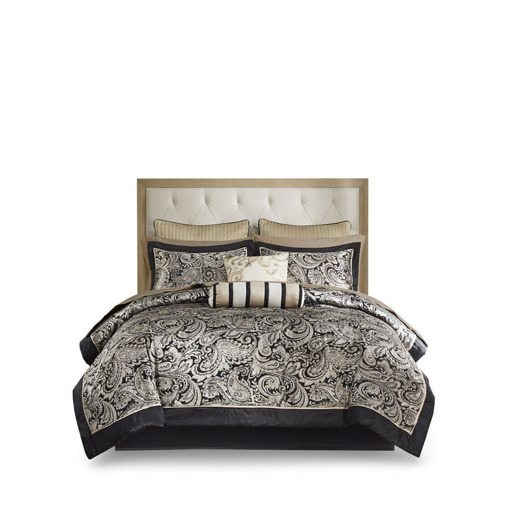 Gracie Mills Thornton Supreme Comfort: 12-Piece Comforter Ensemble with Cotton Bed Sheets