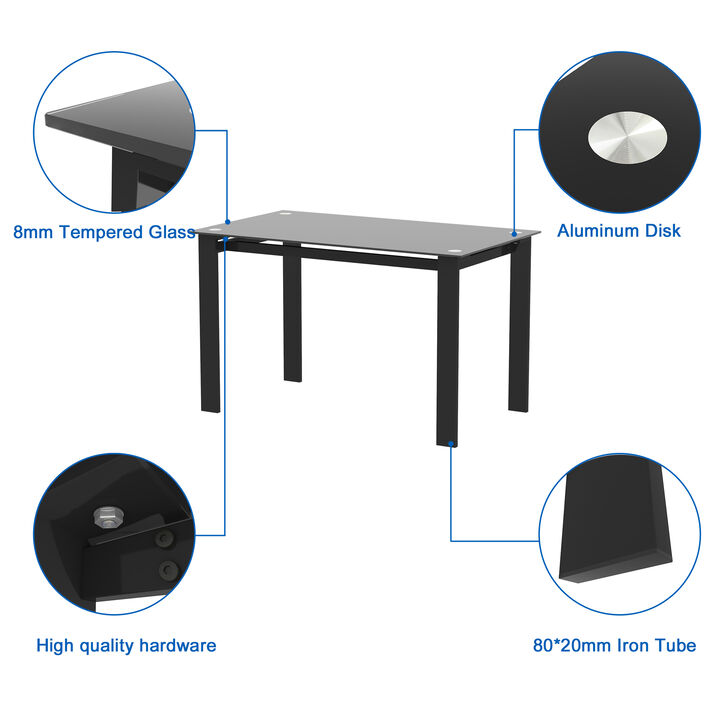 Hivvago 4 Seater  Simple Design Heavy Duty Tempered Minimalist Glass Top Dining Table