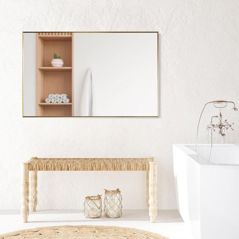 Altair Sassi 48 Rectangle Bathroom/Vanity Brushed Gold Aluminum Framed Wall Mirror