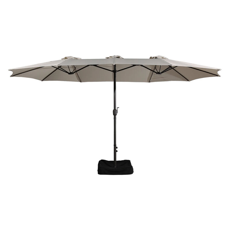 MONDAWE 15ft Rectangular Double-Sided Outdoor Patio Market Umbrella Coffee