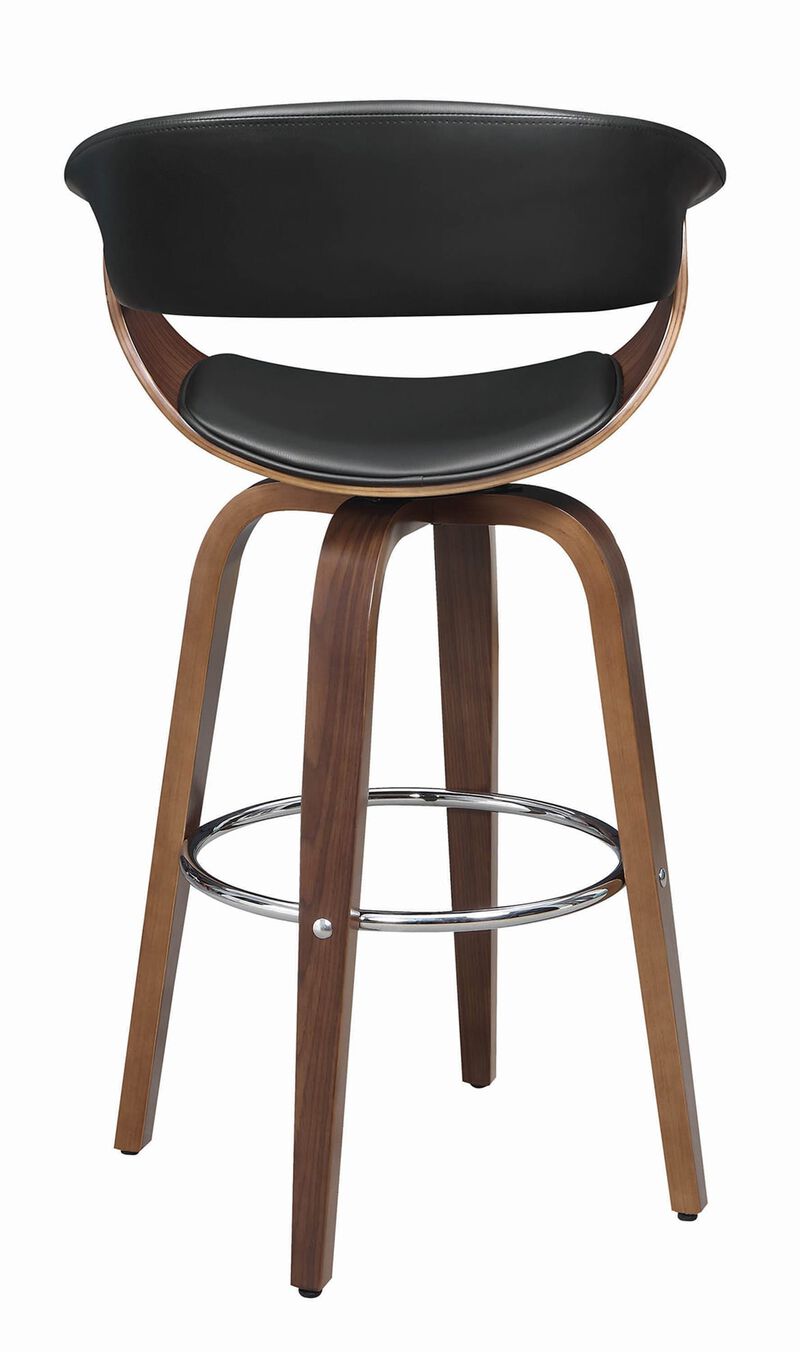 Leatherette Wooden Swivel Bar Stool with Spider Legs, Brown and Black-Benzara