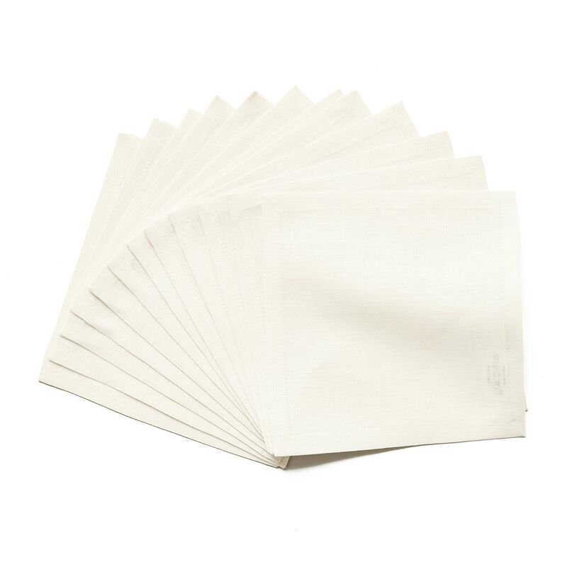 Solino Home 100% Pure Linen Cocktail Napkin 6 x 6 Inch Set of 12 | Fete