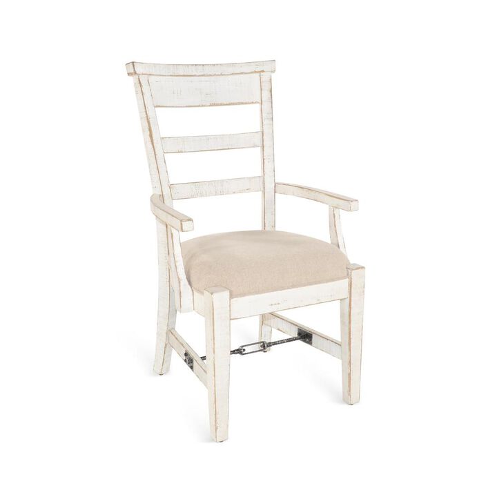 Sunny Designs Marina White Sand Arm Chair with Cushion Seat