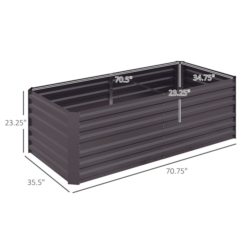 Outsunny Galvanized Raised Garden Bed Kit, Large and Tall Metal Planter Box for Vegetables, Flowers and Herbs, Reinforced, 6' x 3' x 2', Dark Gray