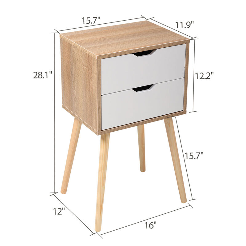 Jaxpety Double Drawer Nightstand White