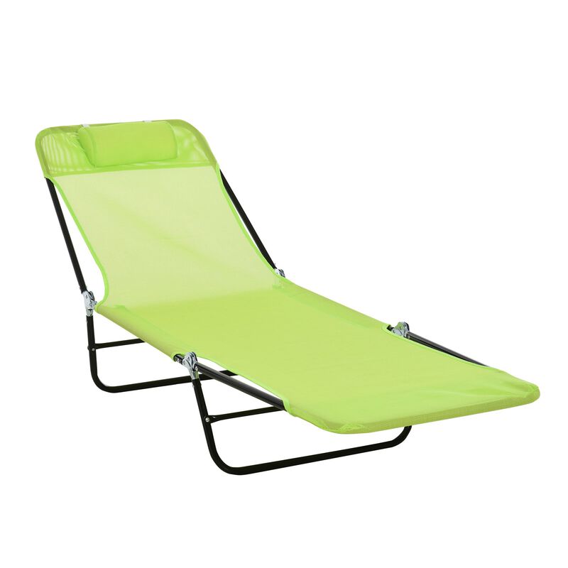 Green Patio Recliner: 5-Level Adjustable Chaise with Breathable Mesh