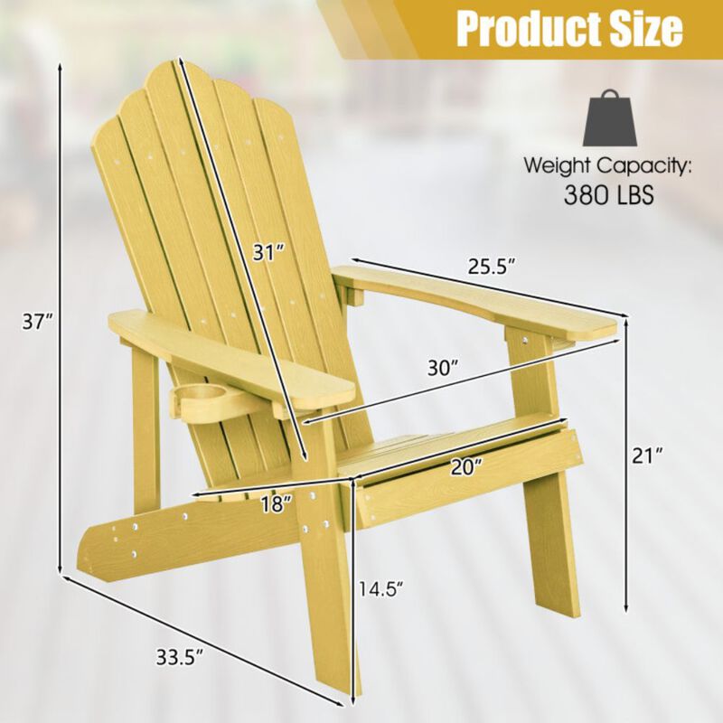 Hivago Weather Resistant HIPS Outdoor Adirondack Chair with Cup Holder