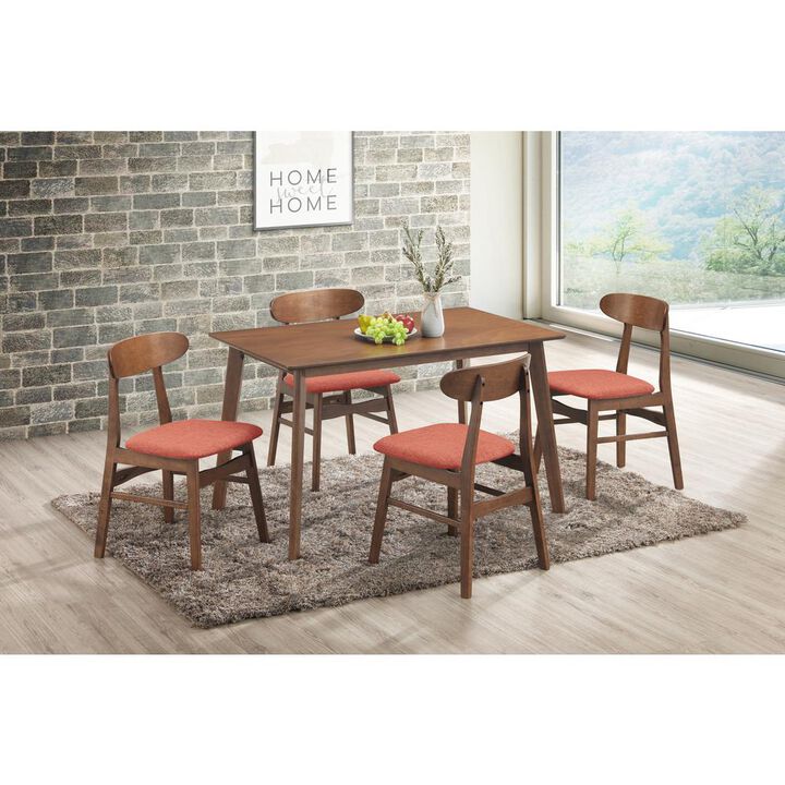 New Classic Furniture Furniture Morocco 5-Piece Mid-Century Wood Dining Set in Orange