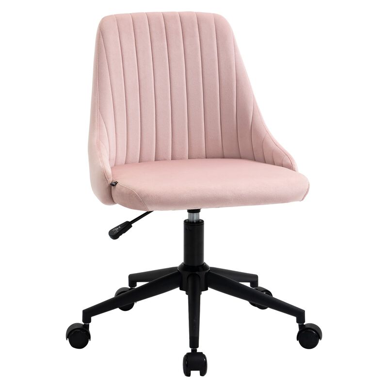 Desk Chair, Home Office Chair with Armless Design, High-End Gas Lift for Office, Swivel Chair, Pink