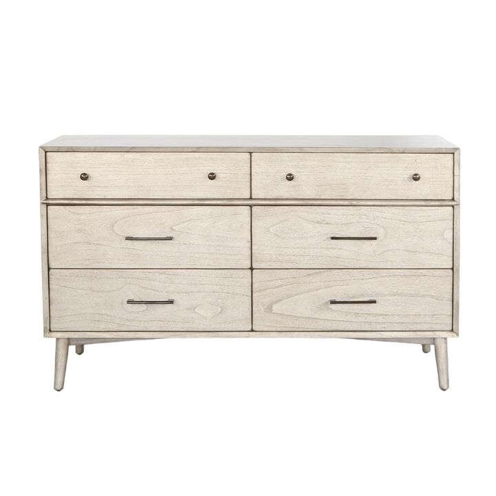 Sunny Designs American Modern 6-Drawer Mindi Wood Dresser in Modern Gray