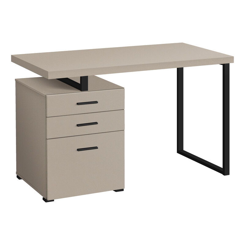 Monarch Specialties I 7644 Computer Desk, Home Office, Laptop, Left, Right Set-up, Storage Drawers, 48"L, Work, Metal, Laminate, Beige, Black, Contemporary, Modern