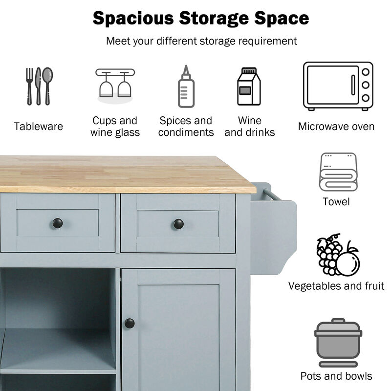 Merax Kitchen Cart on 5 Wheels with Storage Cabinet