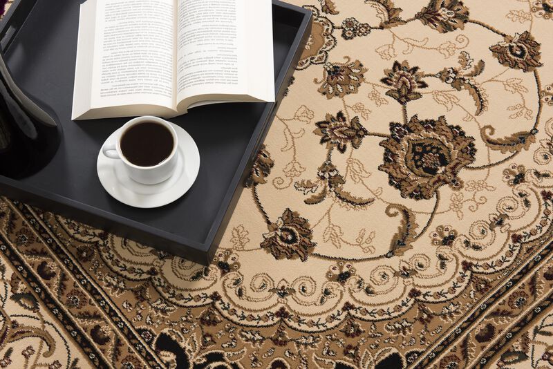Majestic Traditional Persian Beige Black Indoor Area Rug
