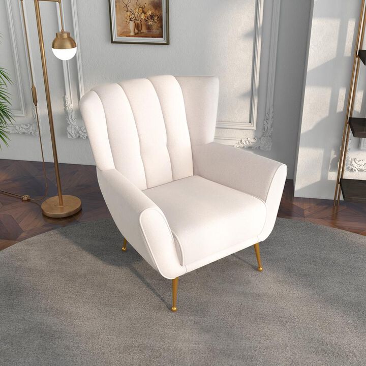 Ashcroft Furniture Co Gianna Mid-Century Modern Tufted French Boucle Armchair