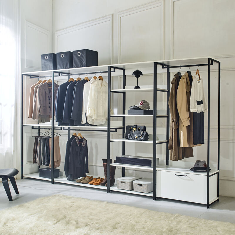 Fiona Wood and Metal Walk-in Closet with Five Shelves