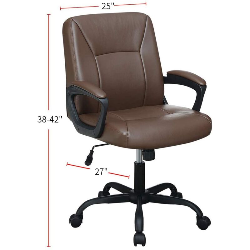 Relax Cushioned Office Chair 1 Piece Brown Color Upholstered Seat Back Adjustable Chair Comfort