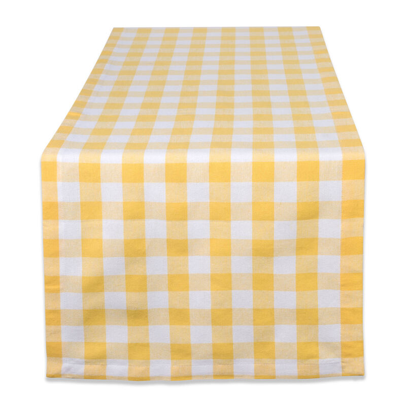 72" Yellow and White Checkered Rectangular Table Runner