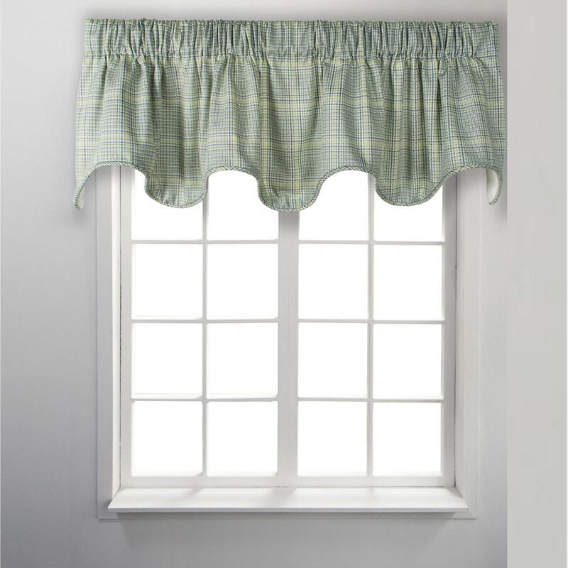 Ellis Curtain Harrington Cool Adjustable Window Lined Scallop Valance - 70x17" Lagoon