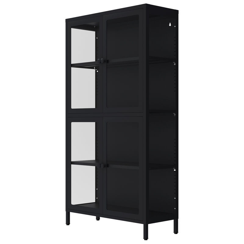 Adjustable Four-Door Steel Cabinet for Living Room or Kitchen